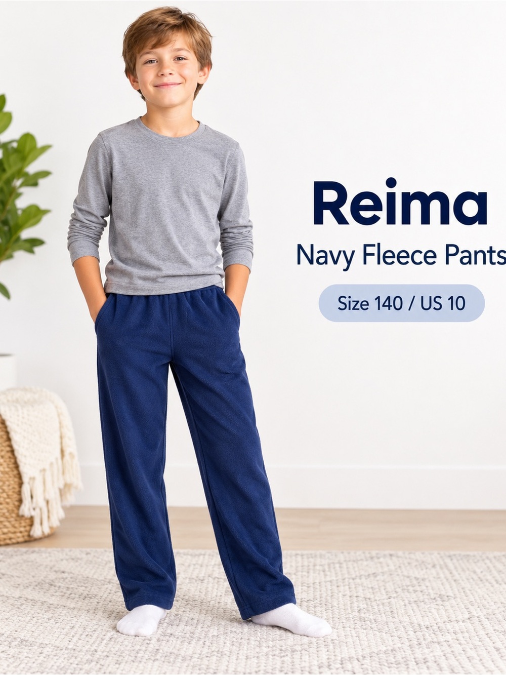 Reima Kids Fleece Pants Navy Blue Size 140 / US 10